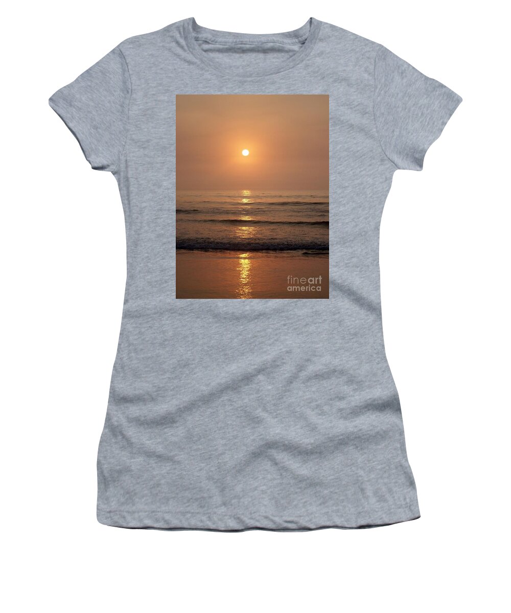 Sunrise Women's T-Shirt featuring the photograph Sun Up Along Hampton Beach by Eunice Miller