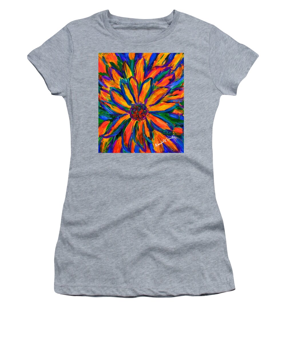 Sunflower Women's T-Shirt featuring the painting Sunflower Burst by Kendall Kessler