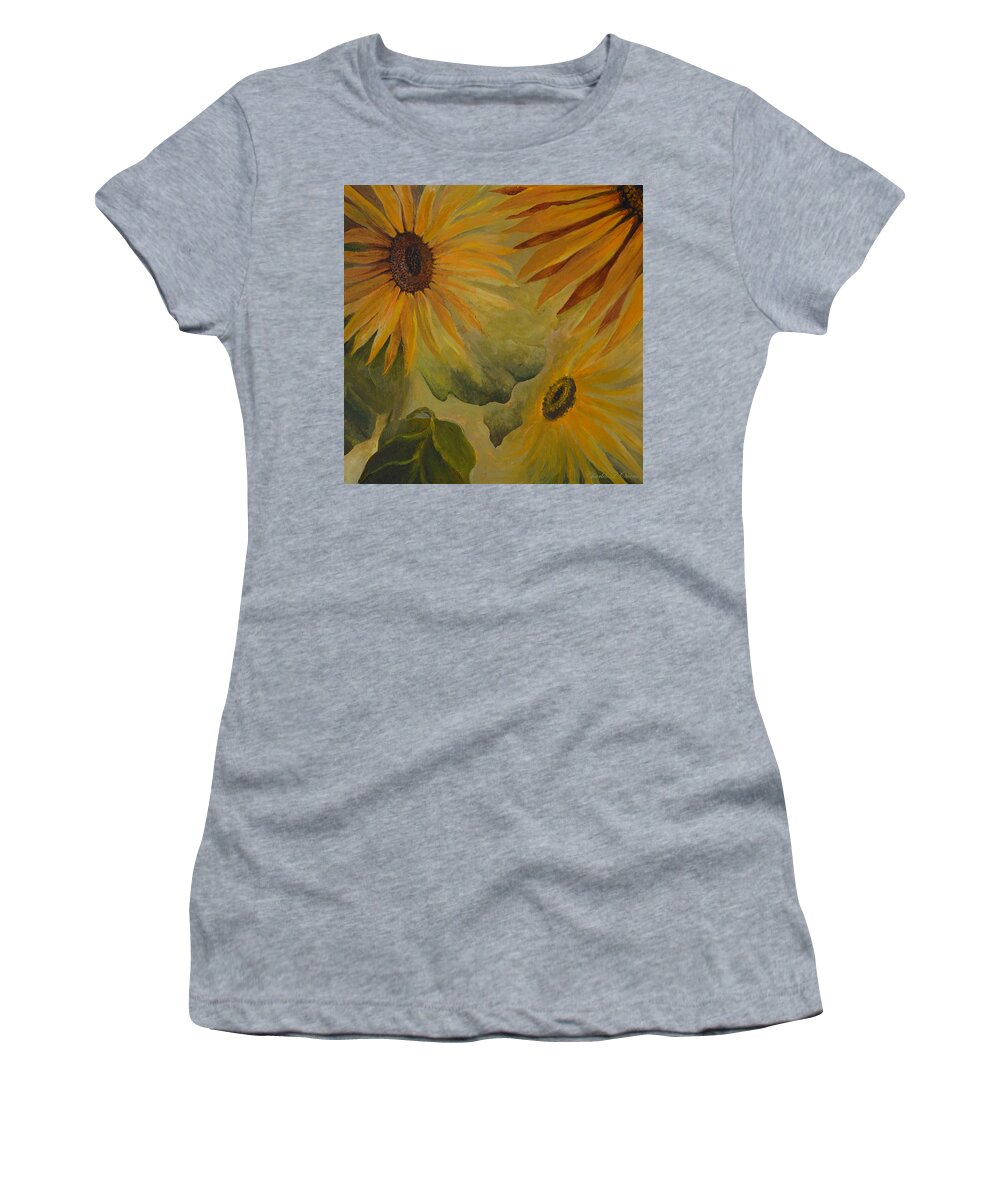Sunflowers Women's T-Shirt featuring the painting Sunflowers by Charles Owens