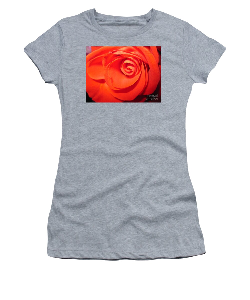 Floral Women's T-Shirt featuring the photograph Sunkissed Orange Rose 9 by Tara Shalton