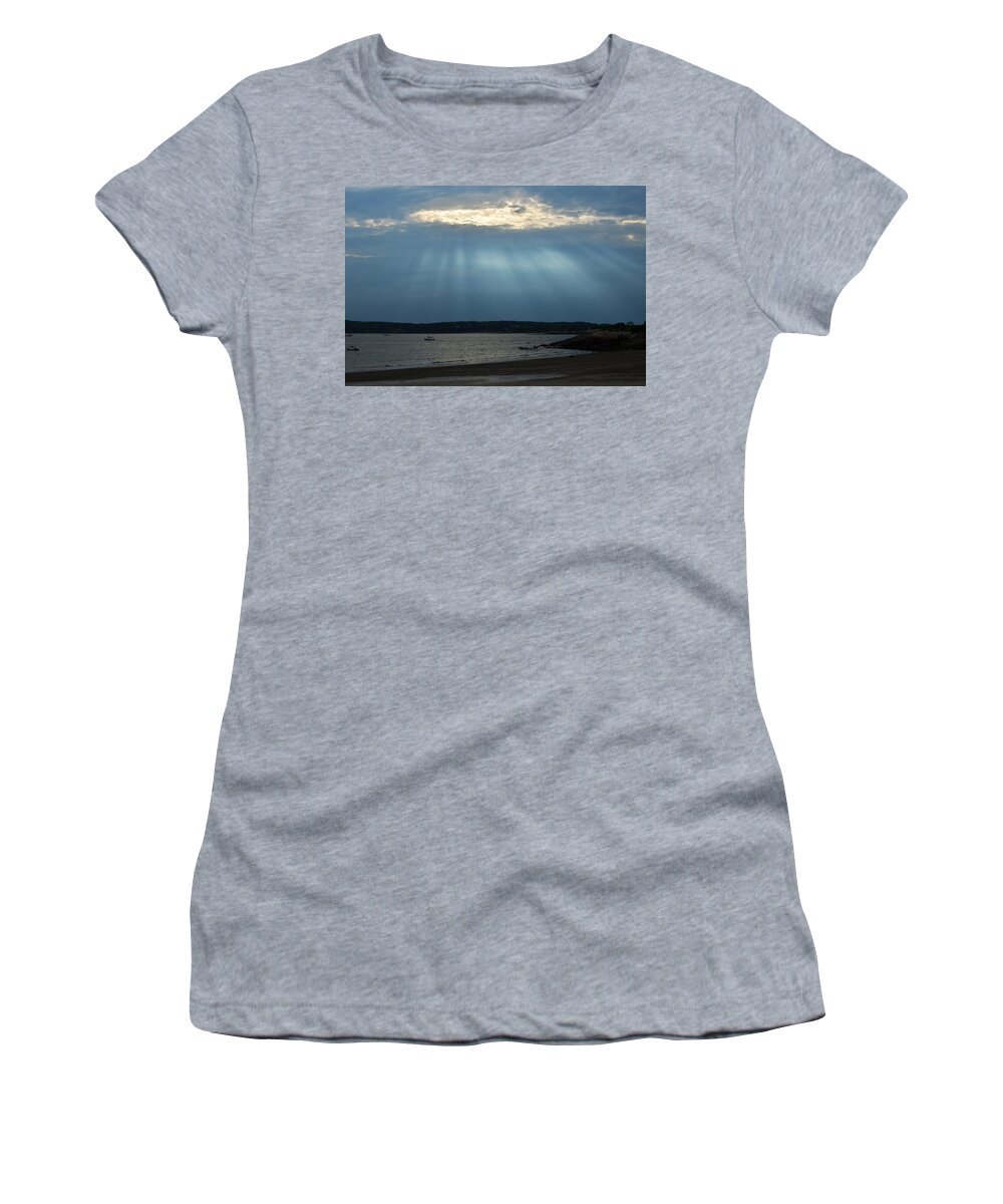 Niles Women's T-Shirt featuring the photograph Sunrays over Niles beach by Toby McGuire