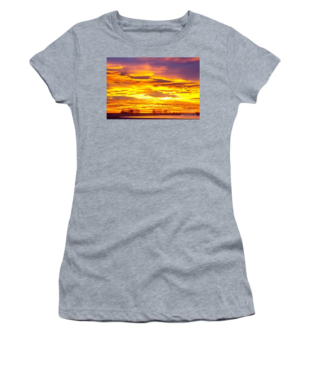 Sunrise Women's T-Shirt featuring the photograph Sunrise Bright Union Reservoir by James BO Insogna