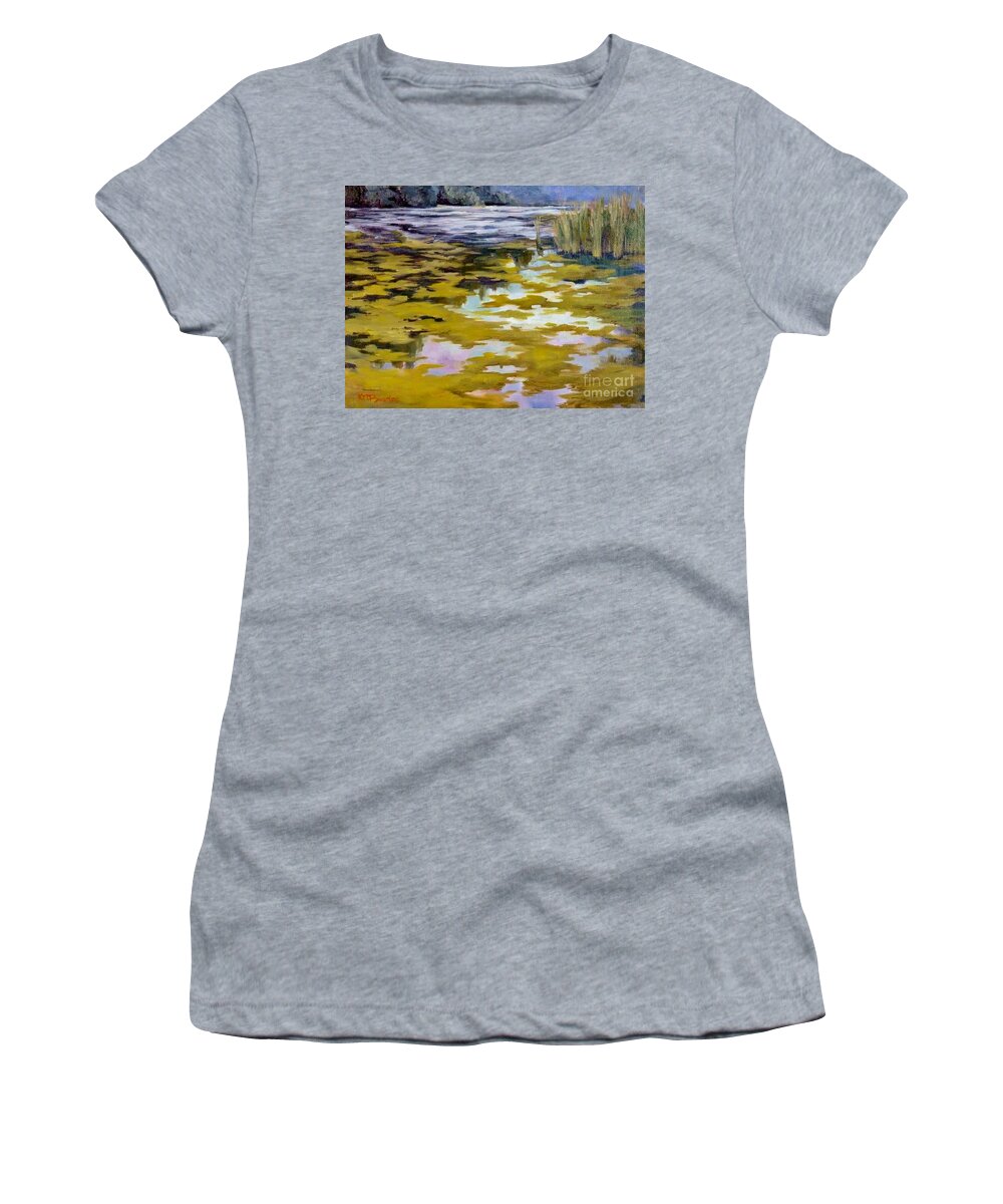 Summer Women's T-Shirt featuring the painting Sunrise on the Water by K M Pawelec