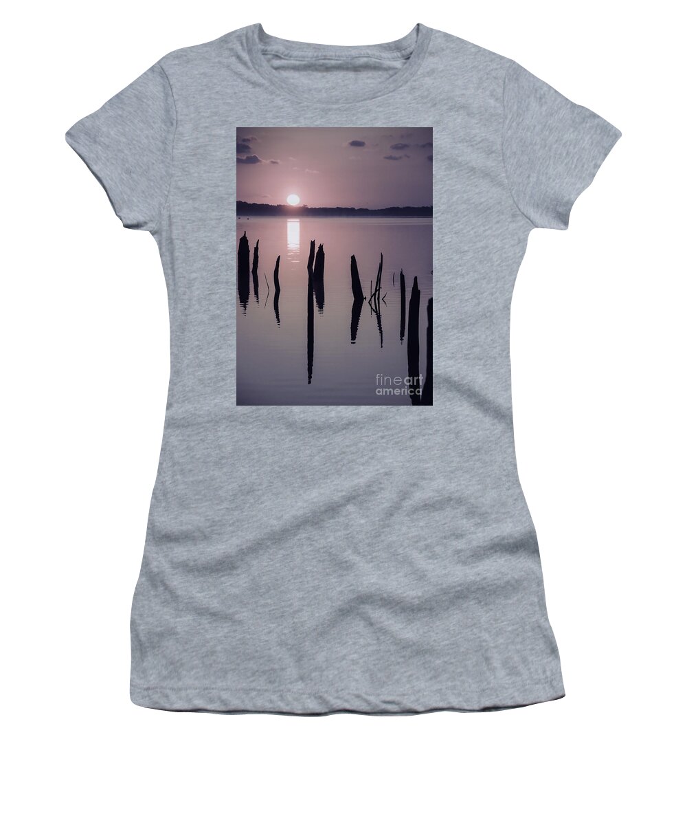 (tree Or Trees) Women's T-Shirt featuring the photograph Sunrise over Manasquan Reservoir IV by Debra Fedchin