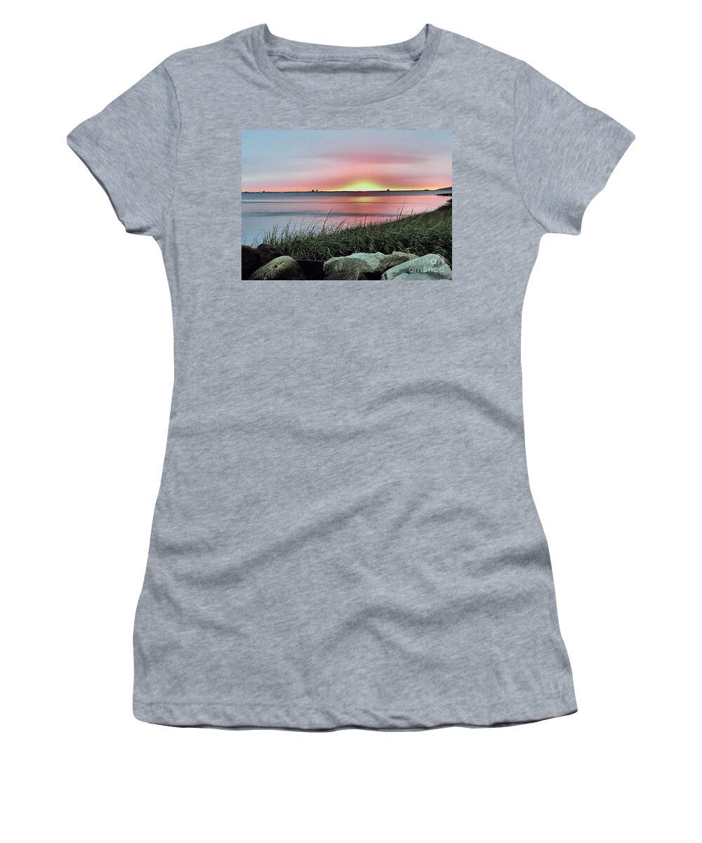 Sunrise Women's T-Shirt featuring the photograph Sunrise Over the Bay by Janice Drew