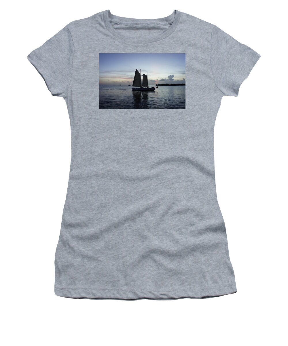 Key West Florida Women's T-Shirt featuring the photograph Sunset at Mallory by Laurie Perry