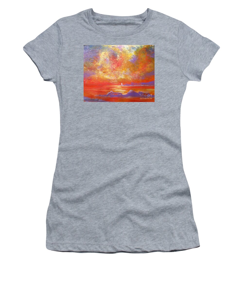Wingaersheek Beach Women's T-Shirt featuring the painting Sunset at Wingershaek Beach by Jacqui Hawk