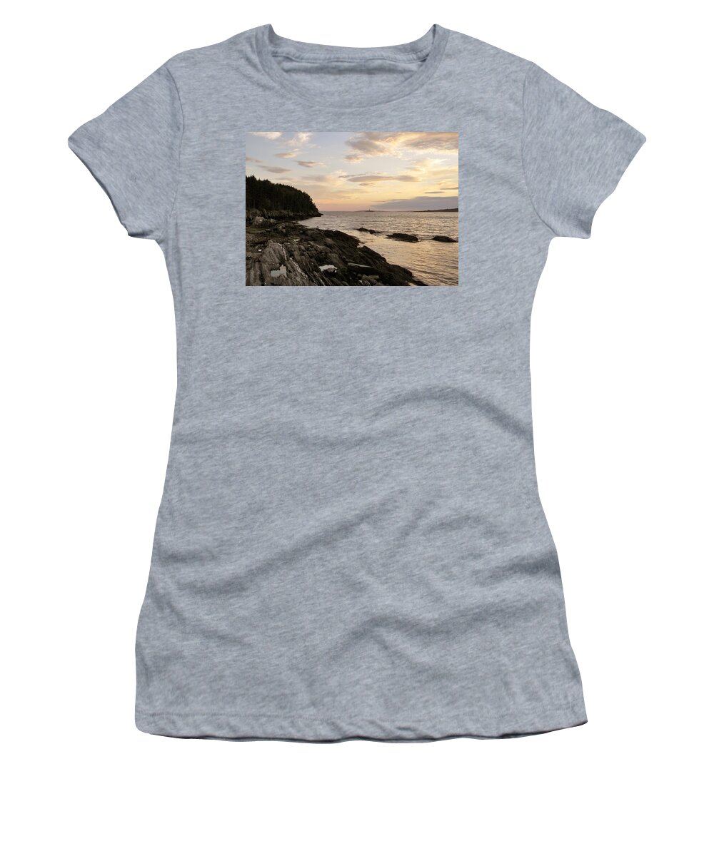 Maine Women's T-Shirt featuring the photograph Sunset by the Sea by Jean Goodwin Brooks