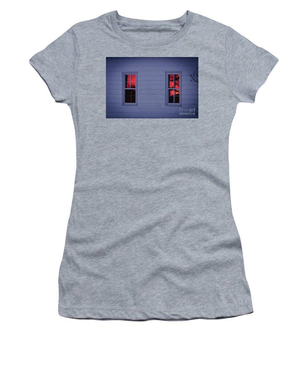 Sunset Sky Women's T-Shirt featuring the photograph Sunset in the Windows by Cheryl Baxter