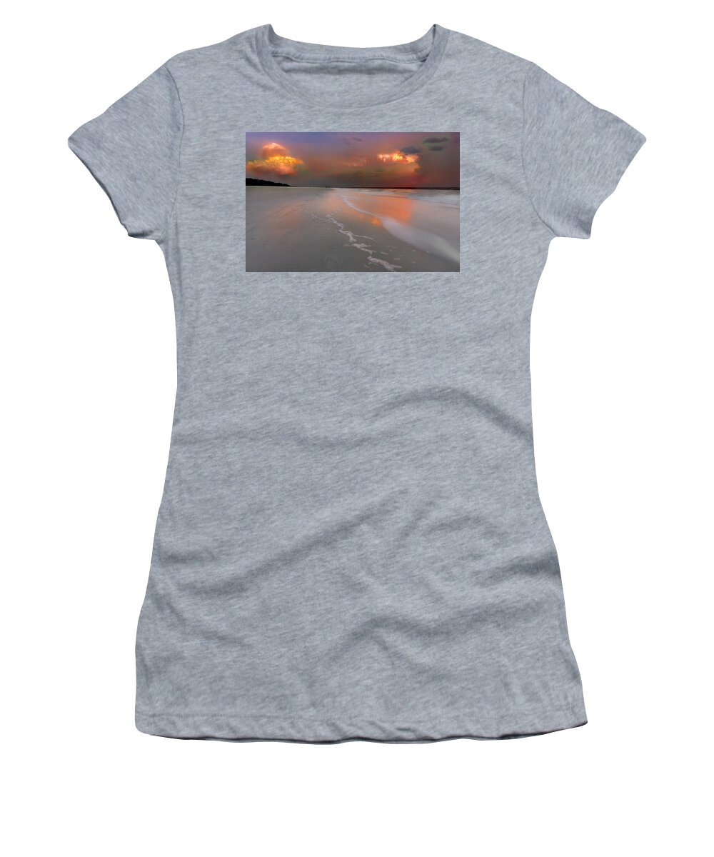 Atlantic Ocean Women's T-Shirt featuring the photograph Sunset on Hilton Head Island by Peter Lakomy