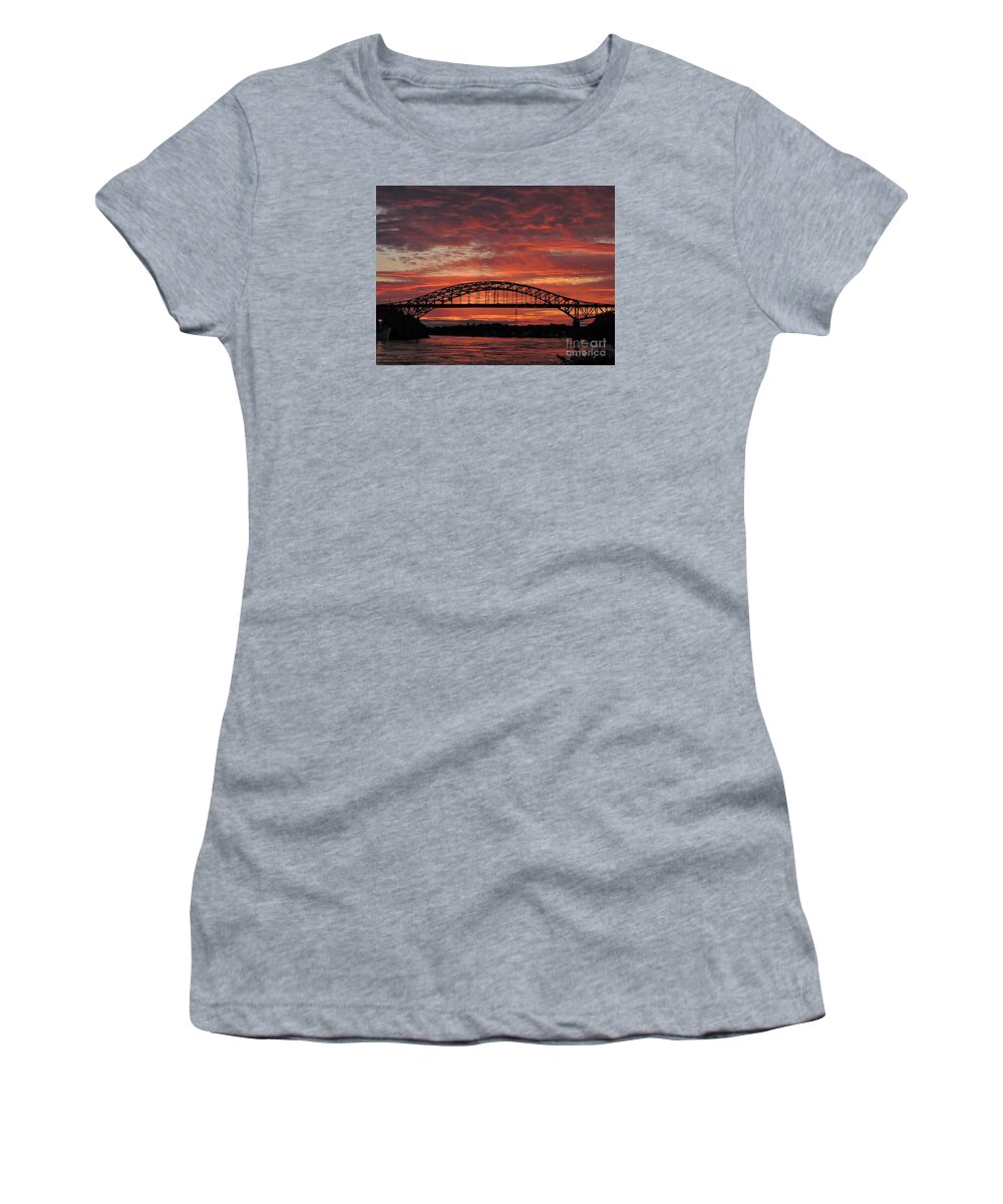 Waterscape Women's T-Shirt featuring the photograph Sunset On The Piscataqua     by Marcia Lee Jones