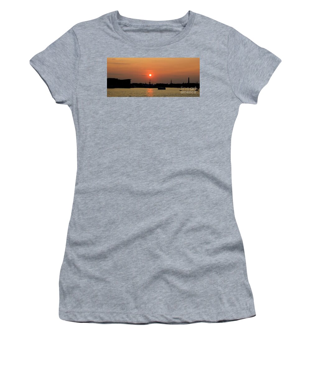 Boston Women's T-Shirt featuring the photograph Sunset Over Boston and Charlestown by Lennie Malvone