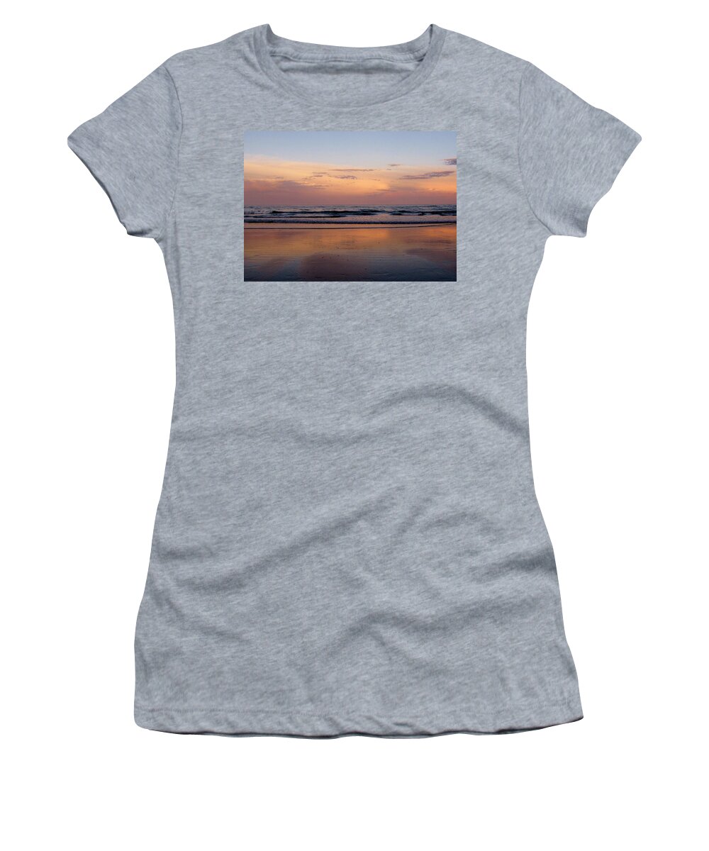 York Beach Women's T-Shirt featuring the photograph Sunset Over Long Sands Beach II by Michael Saunders
