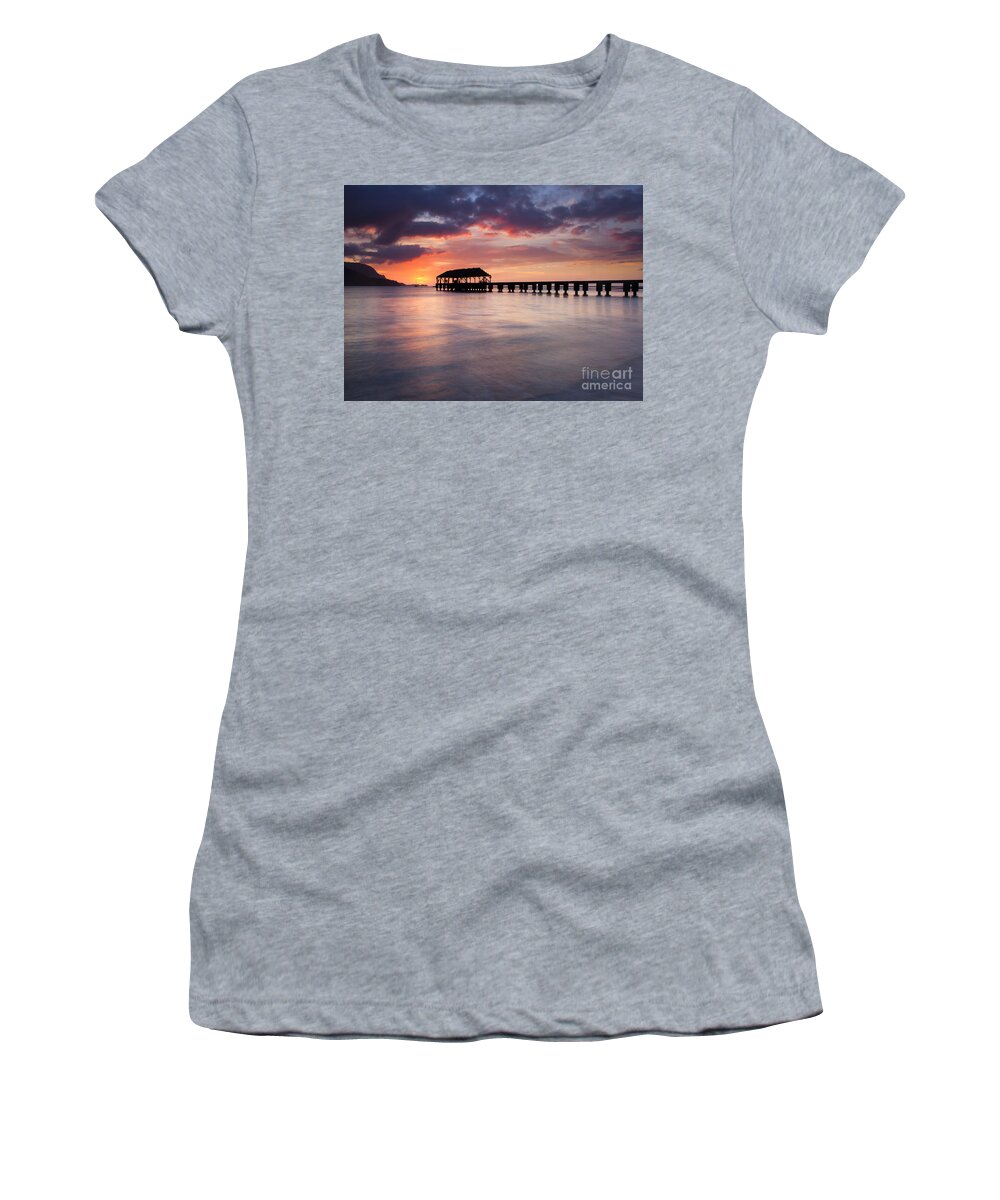 Pier Women's T-Shirt featuring the photograph Sunset Pier by Michael Dawson