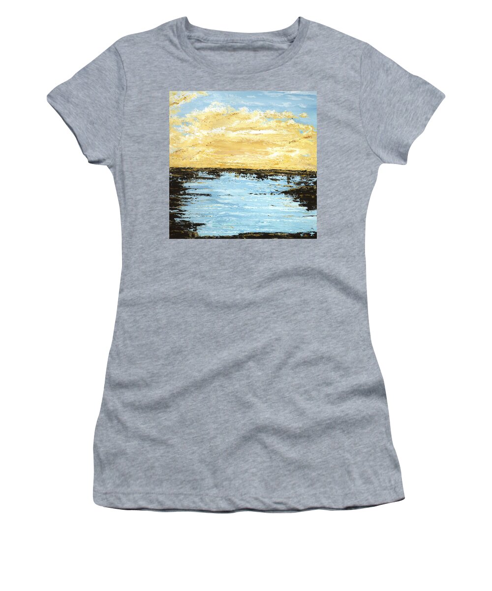 Ocean Women's T-Shirt featuring the painting Sunset Plunge by Tamara Nelson