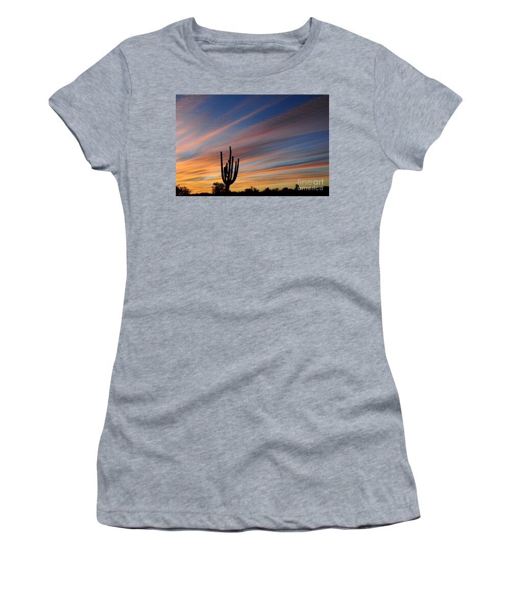 Saguaro Women's T-Shirt featuring the photograph Sunset Sentinel AZ by Joanne West