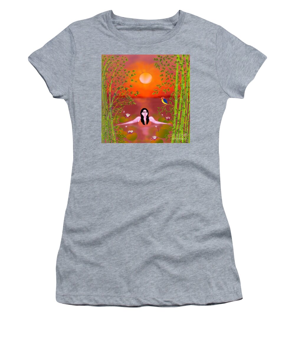 Sunset Painting Women's T-Shirt featuring the digital art Sunset Songs by Latha Gokuldas Panicker