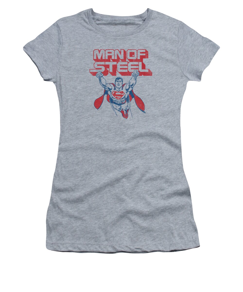 Superman Women's T-Shirt featuring the digital art Superman - Steel Retro by Brand A