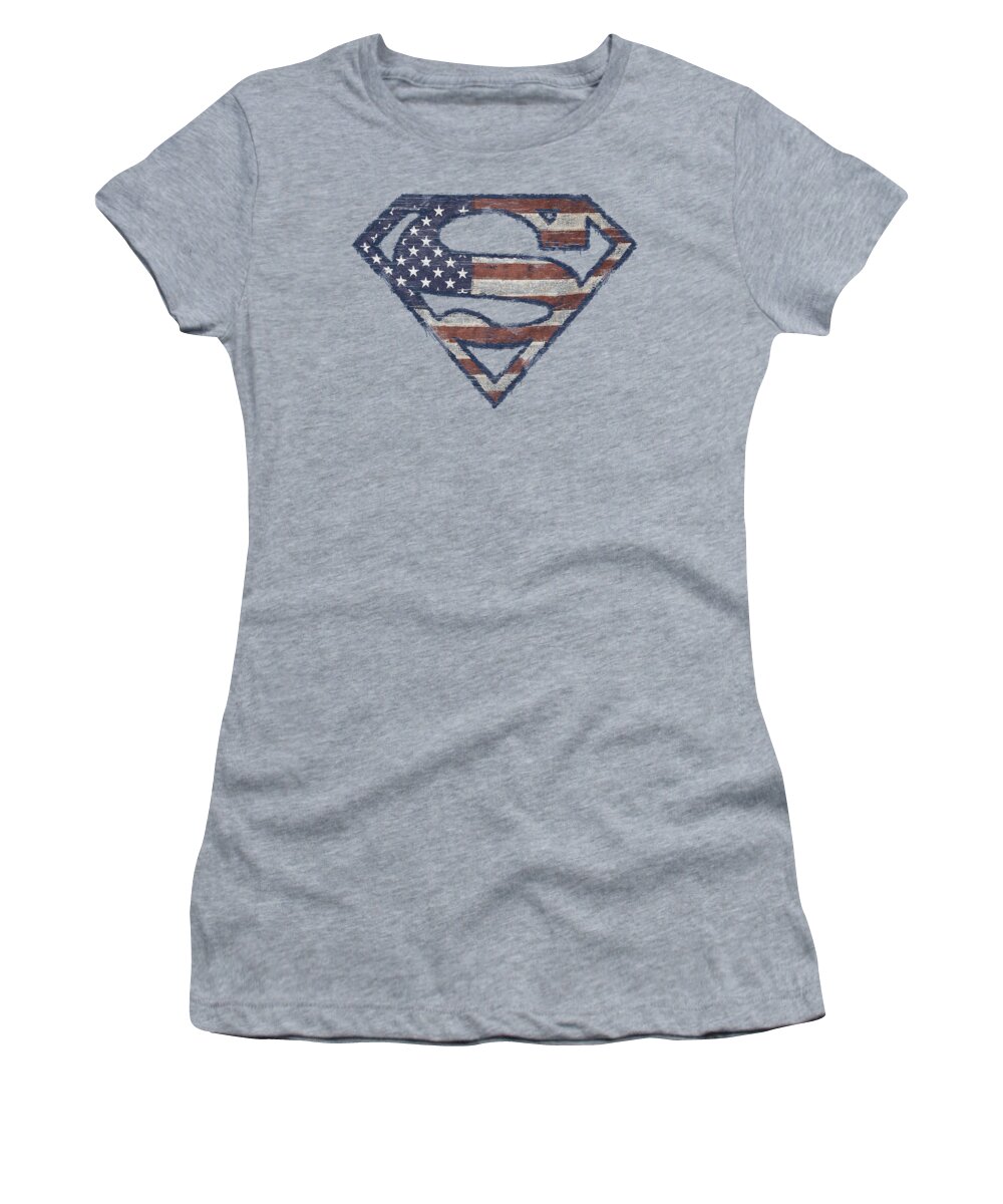 Superman Women's T-Shirt featuring the digital art Superman - Wartorn Flag by Brand A