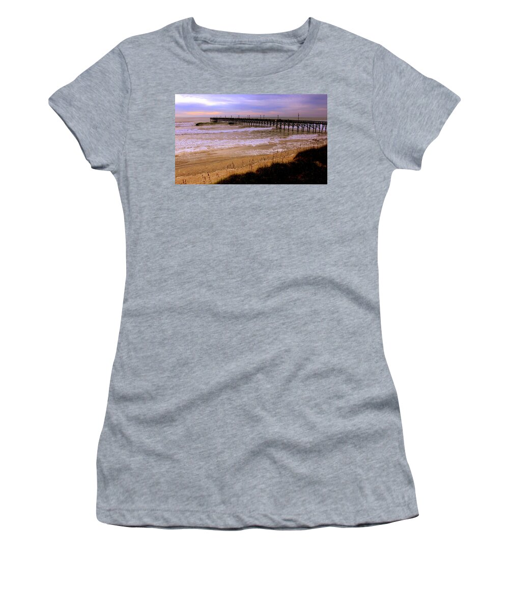 Topsail Island Women's T-Shirt featuring the photograph Surf City Pier by Karen Wiles