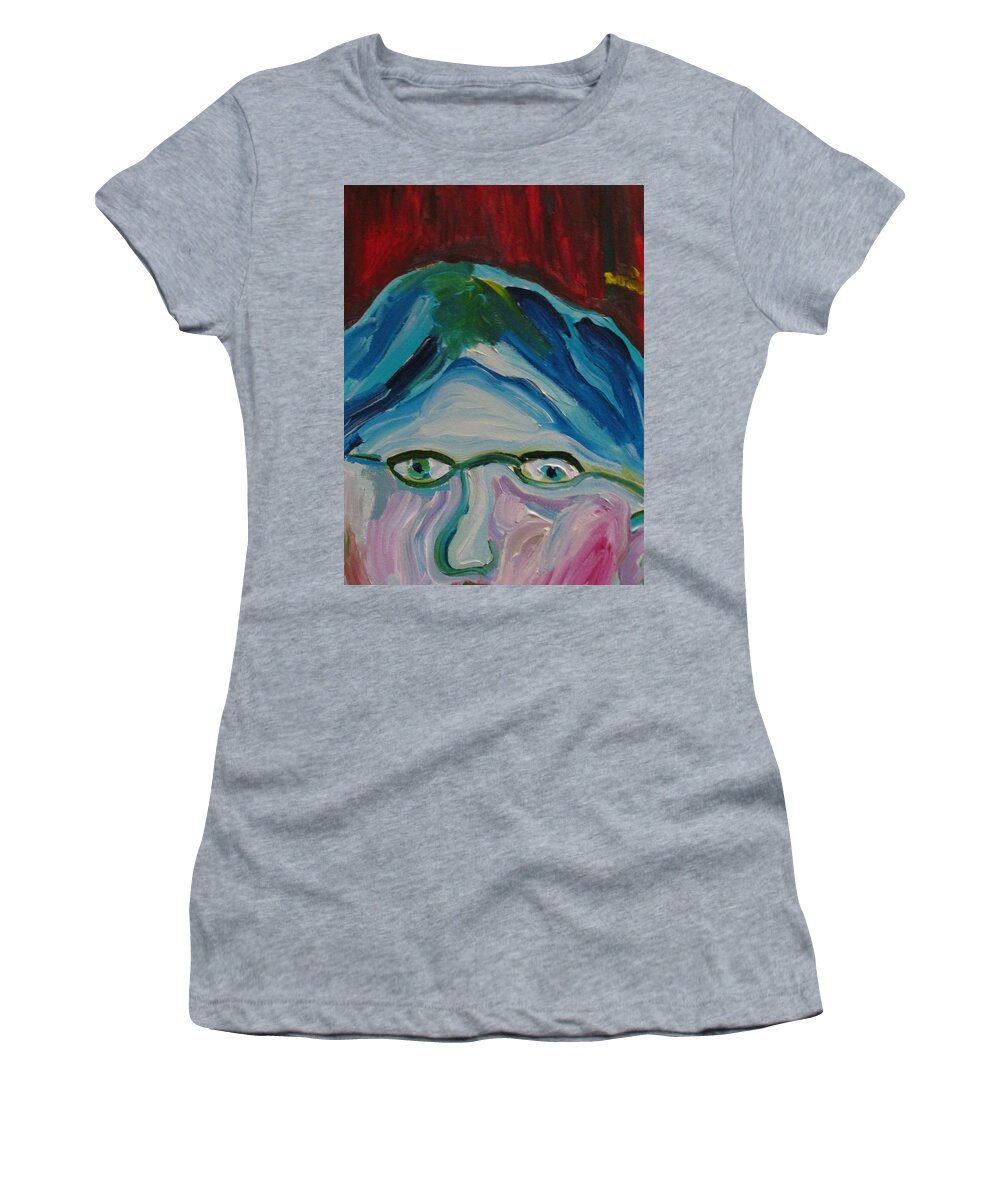 Portrait Women's T-Shirt featuring the painting Surrounded By Seven Cats by Shea Holliman