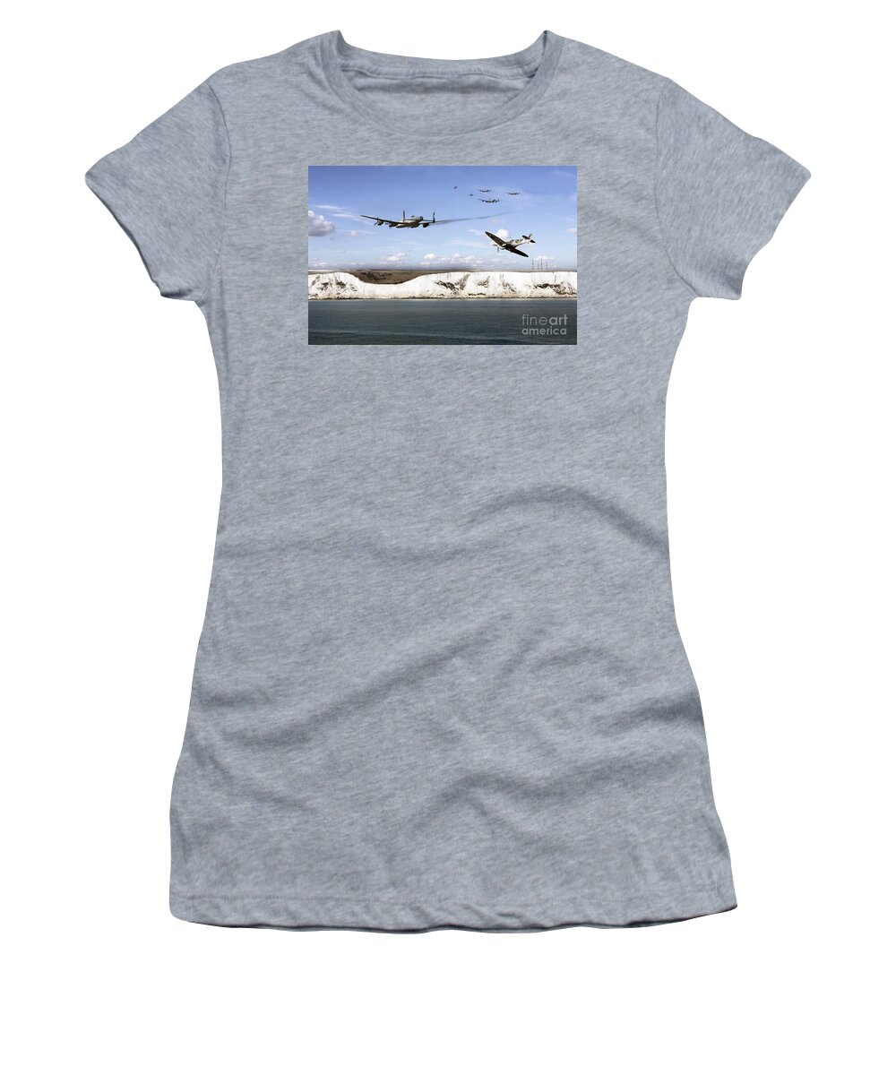 Avro Lancaster Women's T-Shirt featuring the digital art Surveying The Damage by Airpower Art