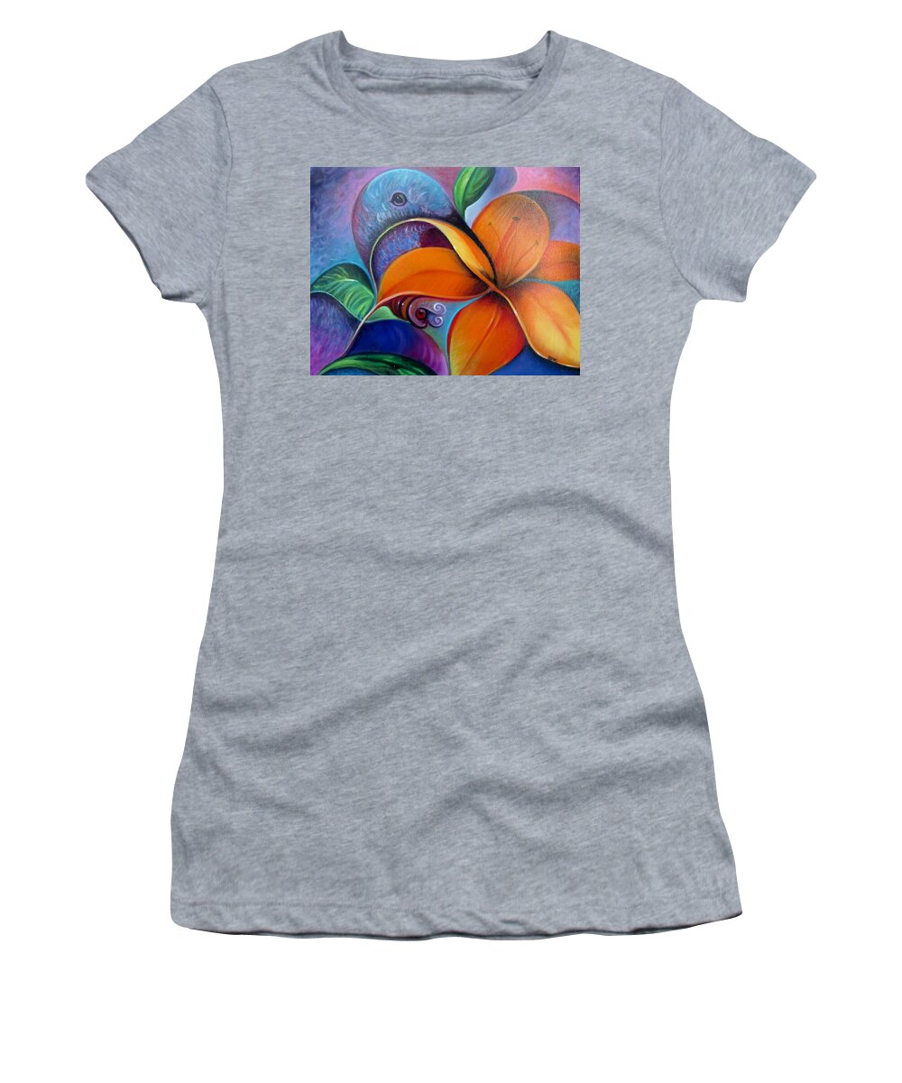 Curvismo Women's T-Shirt featuring the painting Sweet Nectar by Sherry Strong