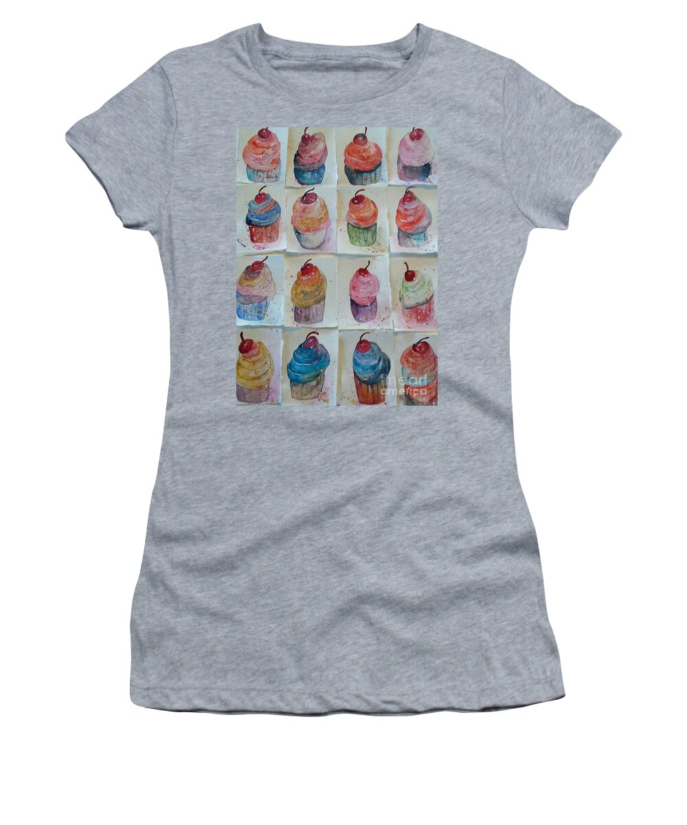 Cupcakes Women's T-Shirt featuring the painting Sweet Sixteen by Sherry Harradence