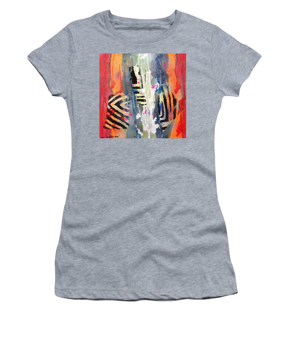 Abstract Women's T-Shirt featuring the painting Swim Like A Fish by Yael VanGruber
