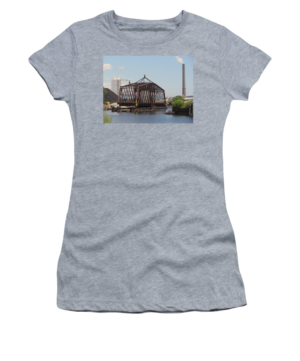 Bridge Women's T-Shirt featuring the photograph Swing Bridge 1 by Anita Burgermeister