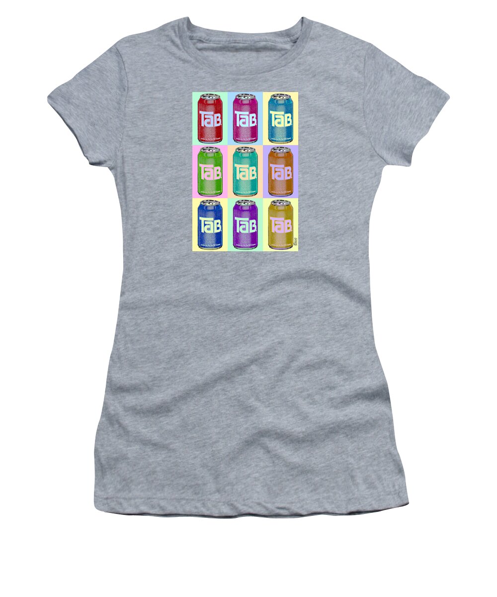 Silver Women's T-Shirt featuring the painting Tab Ode To Andy Warhol Repeat by Tony Rubino