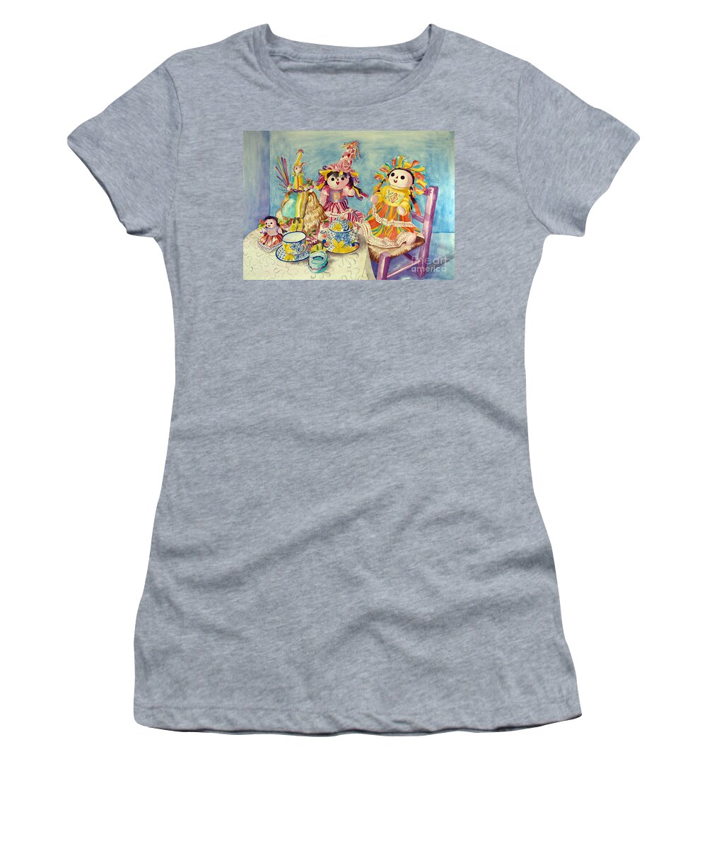 Girls Women's T-Shirt featuring the painting Talavera Tea with Friends by Kandyce Waltensperger