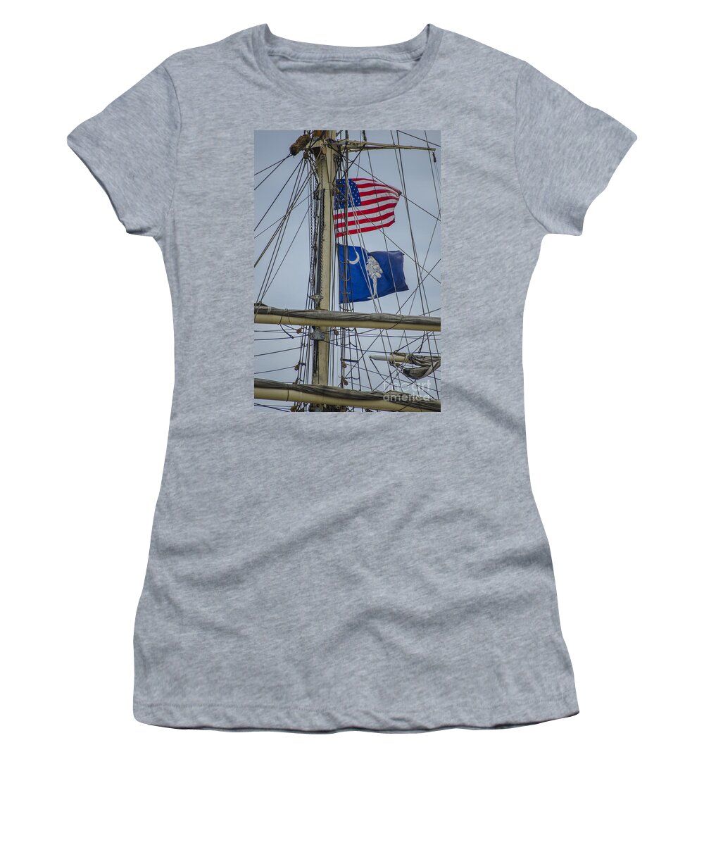 Tall Ships Women's T-Shirt featuring the photograph Tall Ships Flags by Dale Powell