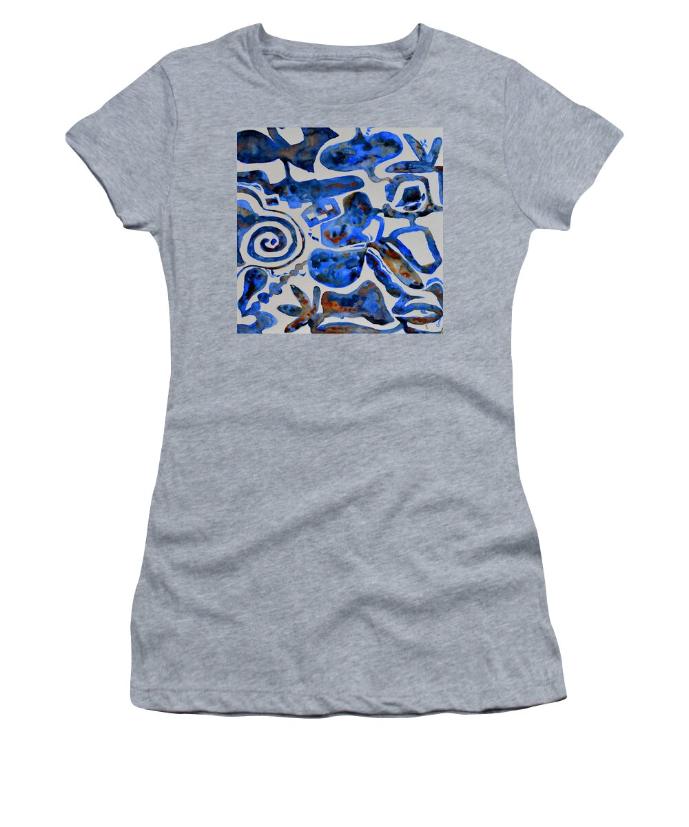 Tangled Up In Blue Women's T-Shirt featuring the painting Tangled Up In Blue by Beverley Harper Tinsley