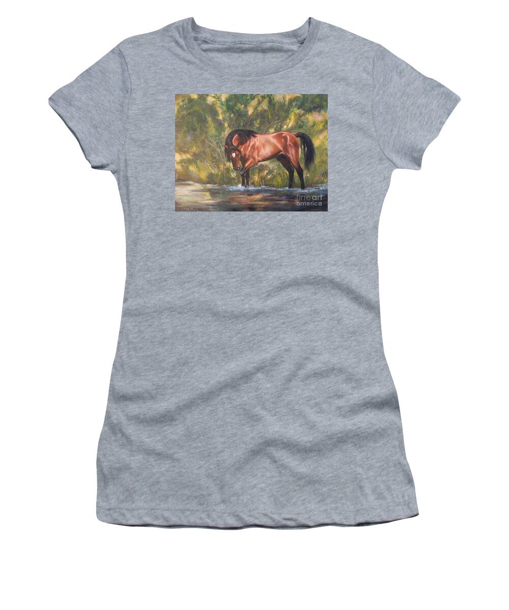 Tango Territory Women's T-Shirt featuring the painting Tango Territory by Karen Kennedy Chatham