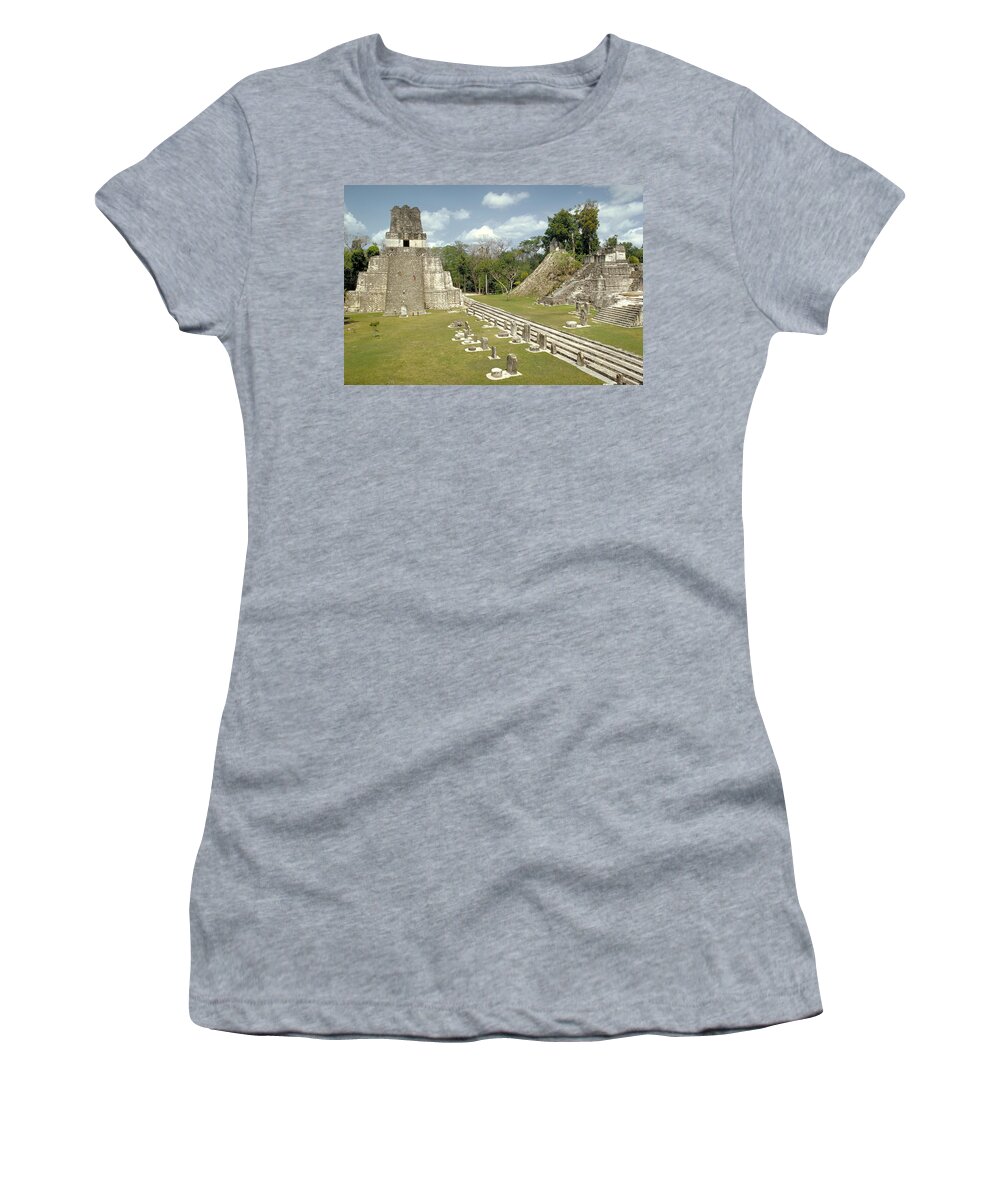 Ancient Women's T-Shirt featuring the photograph Temple II And Great Plaza by George Holton