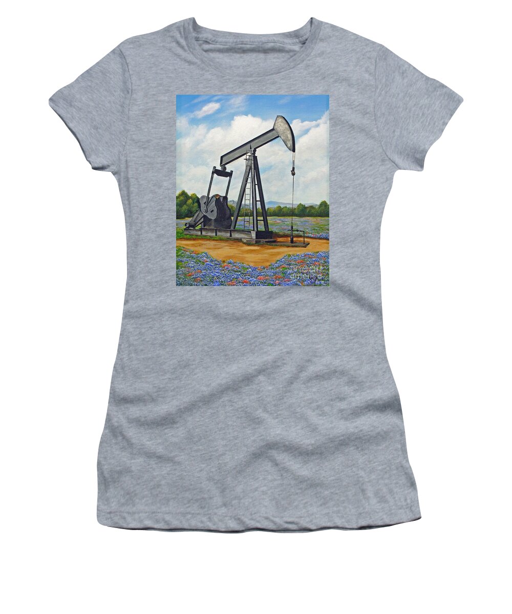 Texas Women's T-Shirt featuring the painting Texas Oil Well by Jimmie Bartlett