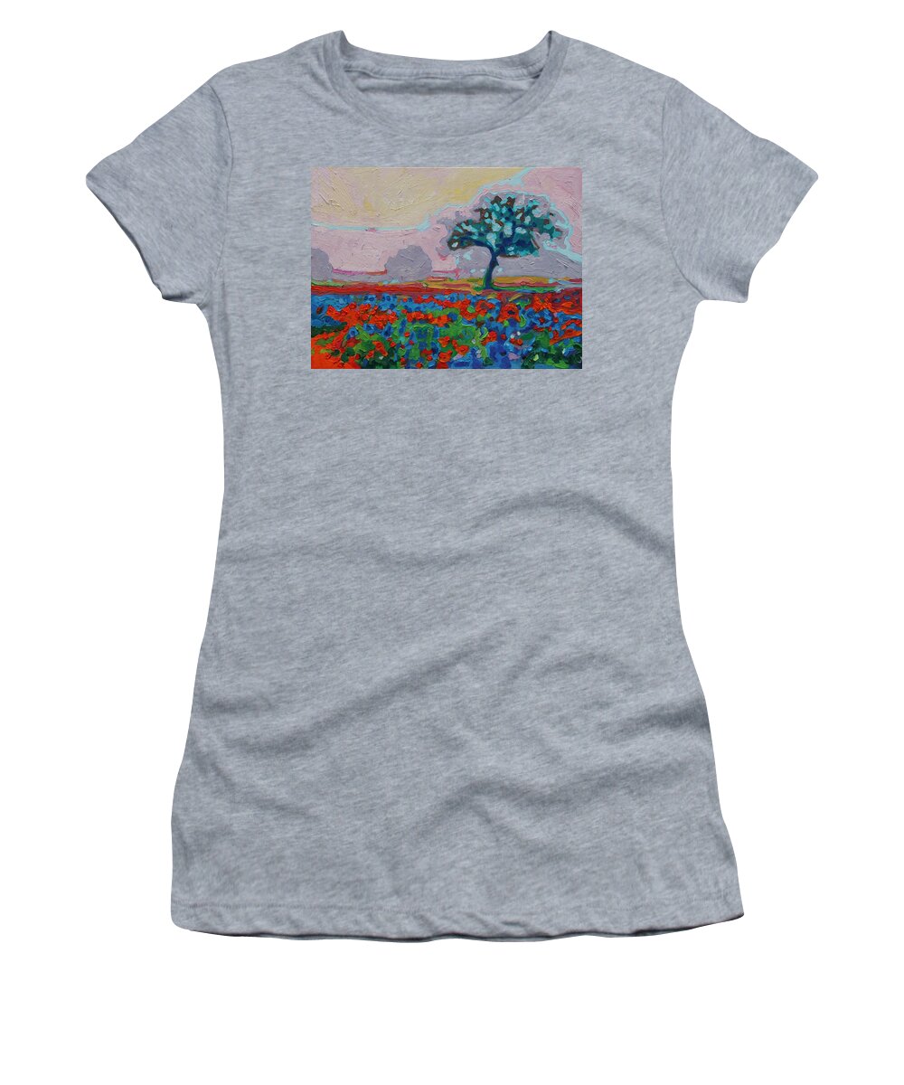 Texas Spring Flowers Women's T-Shirt featuring the painting Texas Spring Flowers oil painting Bertram Poole by Thomas Bertram POOLE