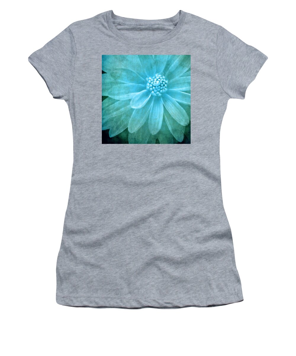 Flower Women's T-Shirt featuring the photograph Textured Dahlia In Blue by Meirion Matthias