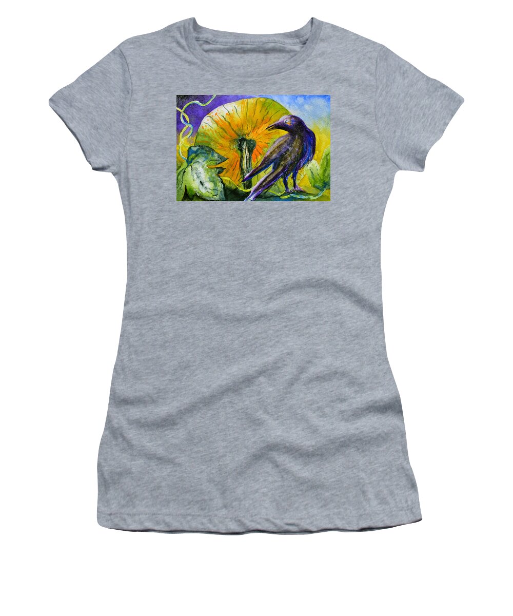 Crow Women's T-Shirt featuring the painting That Which Lies Behind by Beverley Harper Tinsley