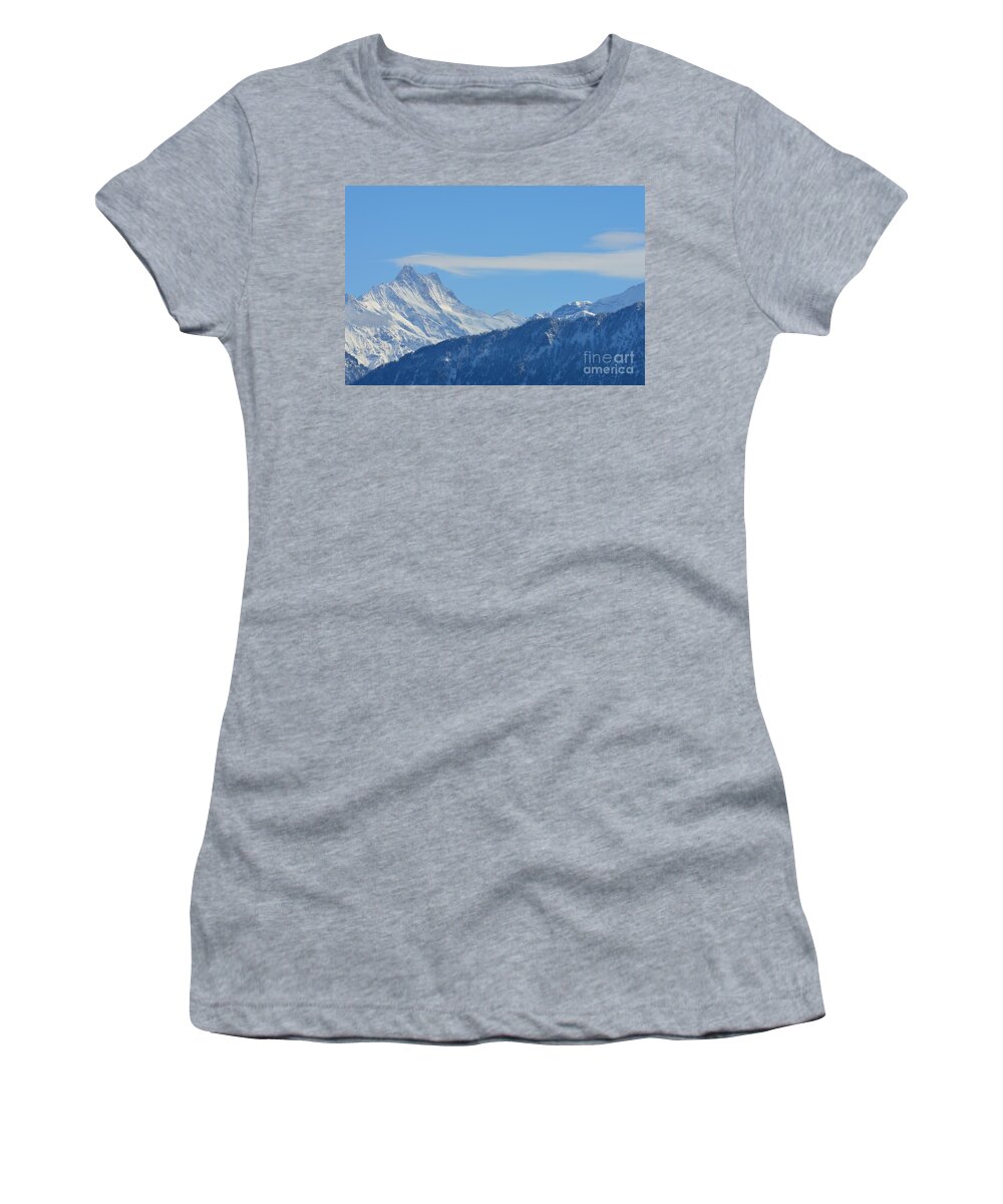 Alps Mountains In Swizerland Women's T-Shirt featuring the photograph The Alps in azure by Felicia Tica