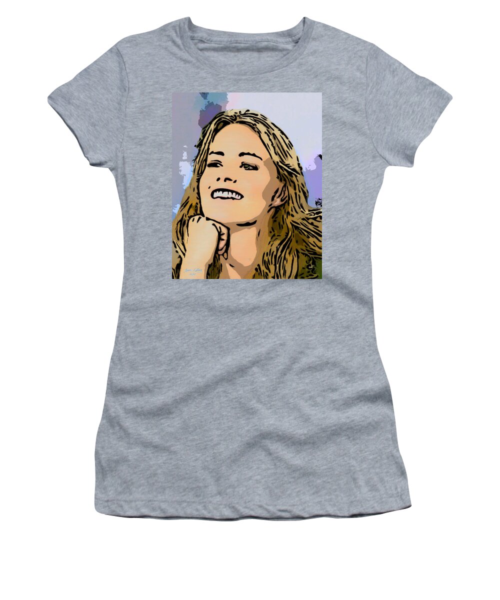 Actress Women's T-Shirt featuring the painting The Beautiful Elisabeth Shue by Bruce Nutting