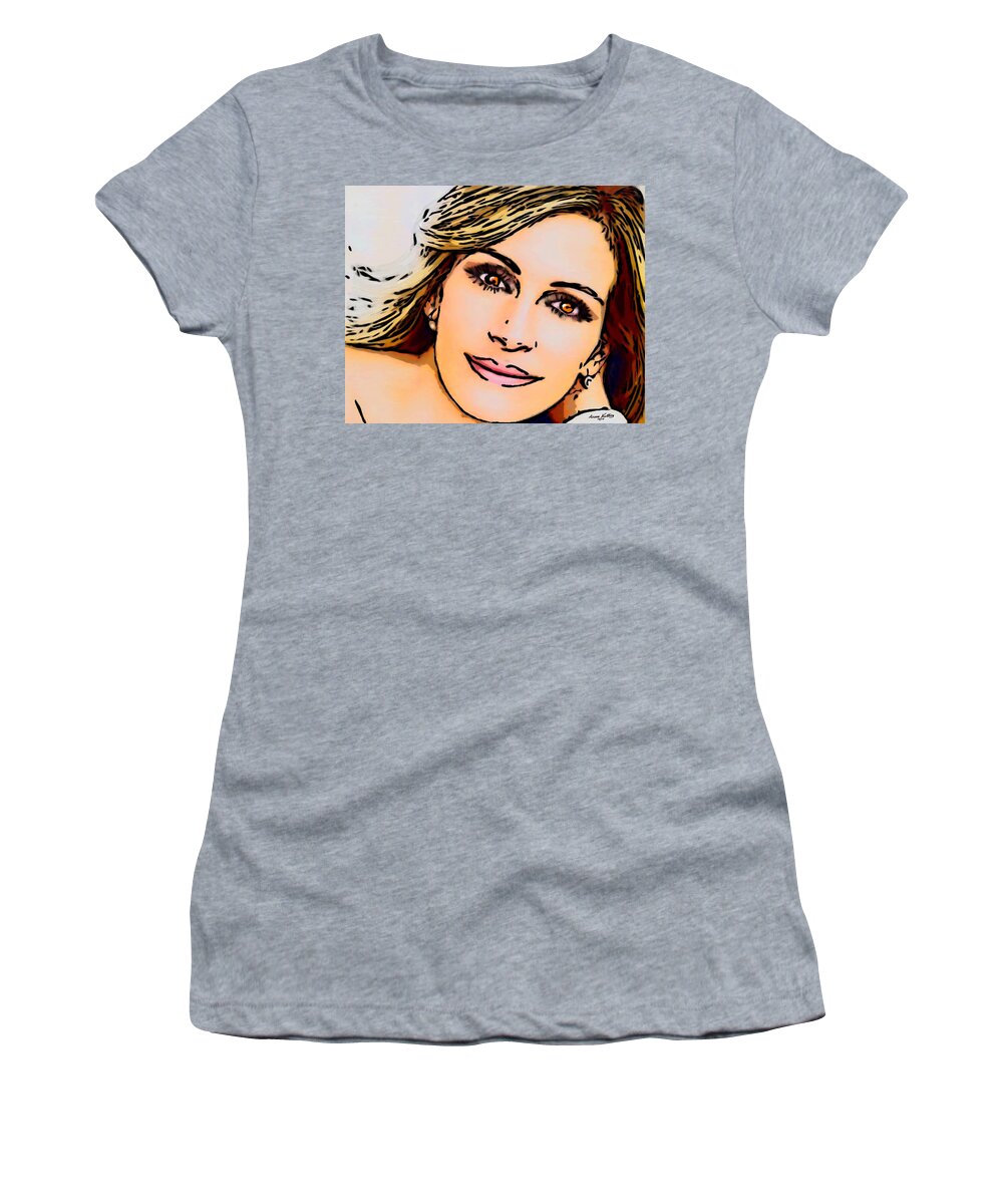 Julia Women's T-Shirt featuring the painting The Beautiful Julia Roberts by Bruce Nutting