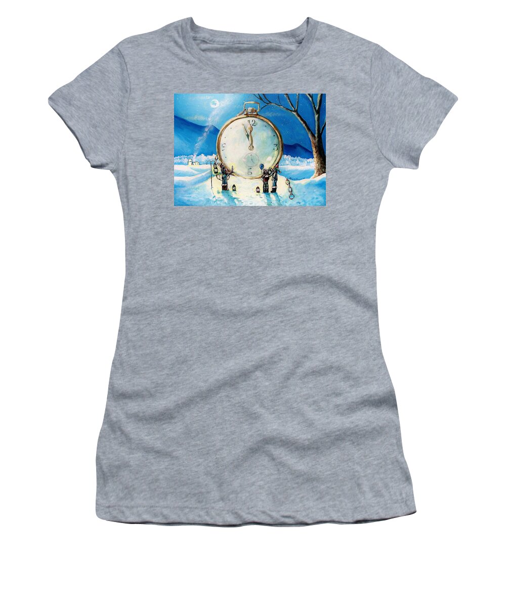 Watch Women's T-Shirt featuring the painting The Big Countdown by Shana Rowe Jackson