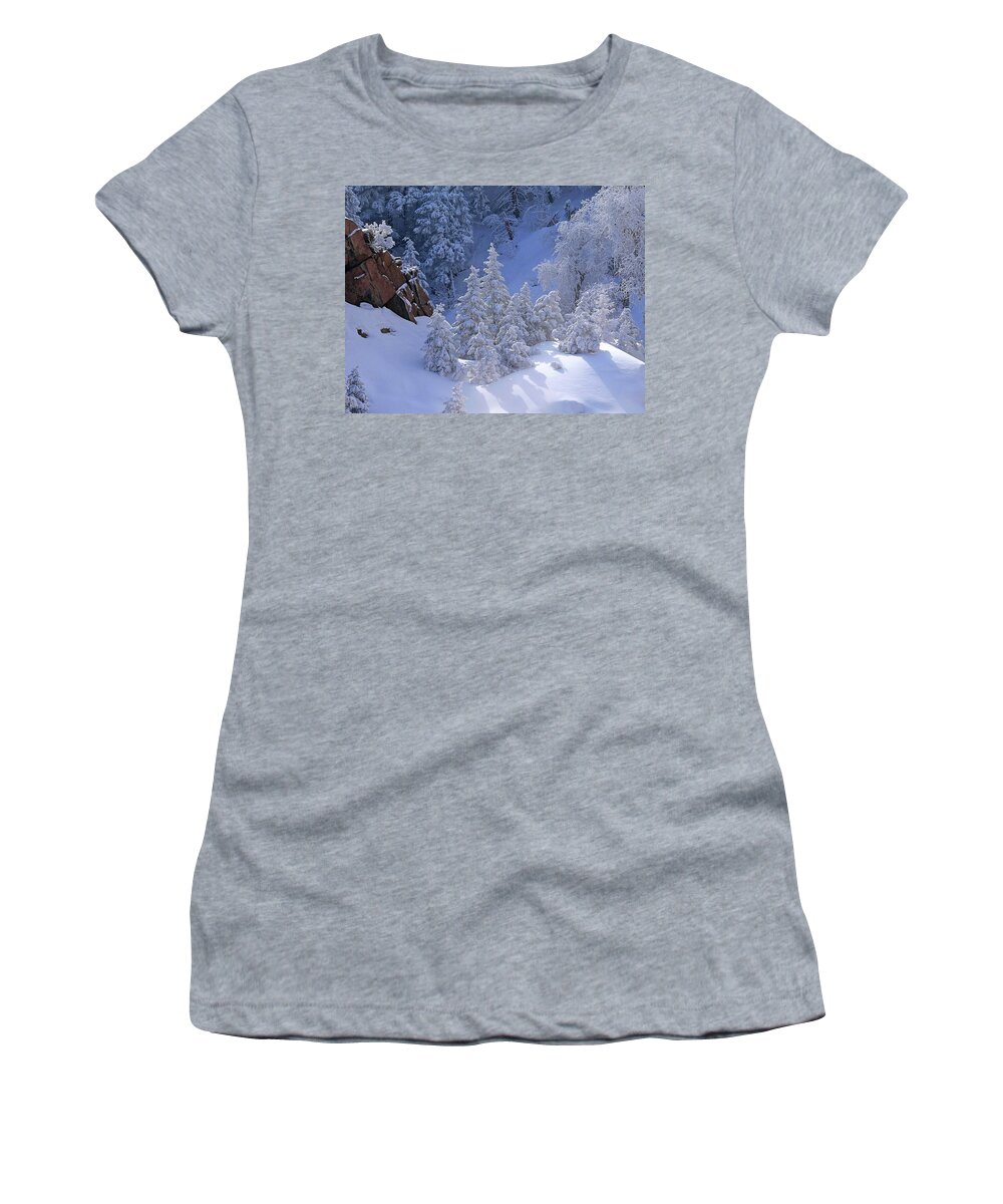 Canyon Snow Photograph Women's T-Shirt featuring the photograph The Canyon Snow by Jim Garrison