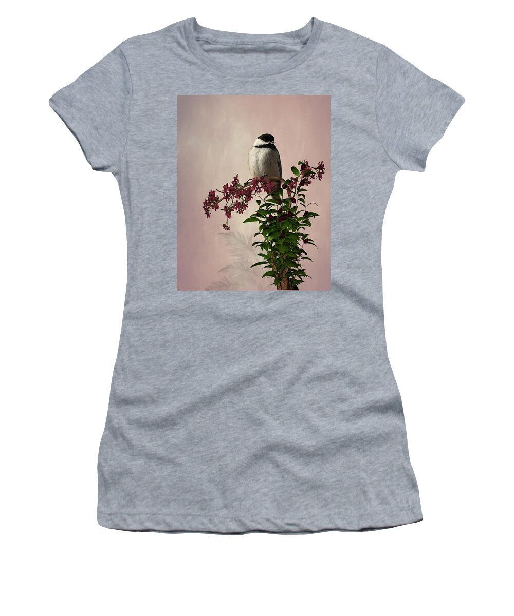 Animal Women's T-Shirt featuring the photograph The Chickadee by Davandra Cribbie