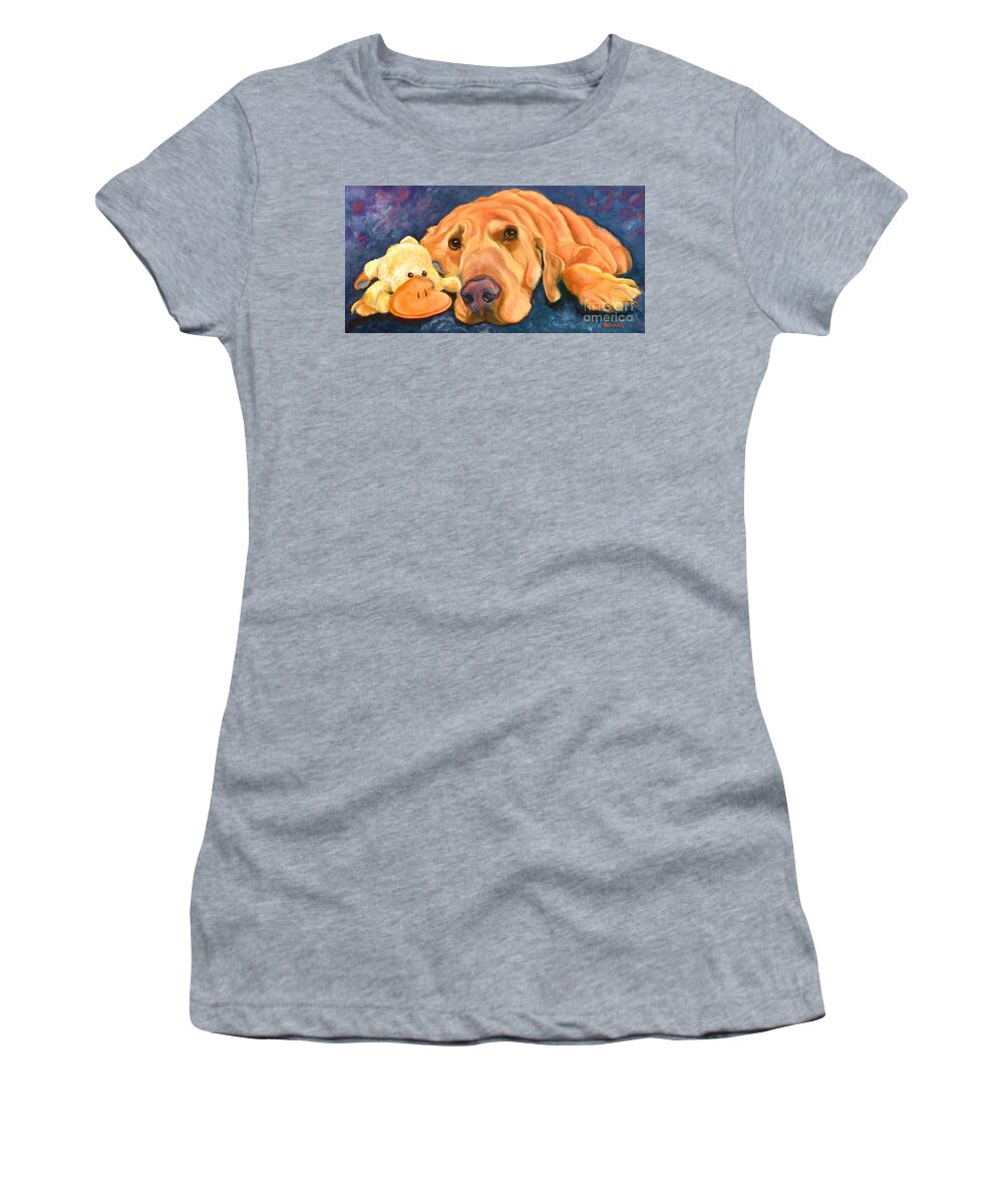 Lab Women's T-Shirt featuring the painting The Comfort of Friends by Susan A Becker