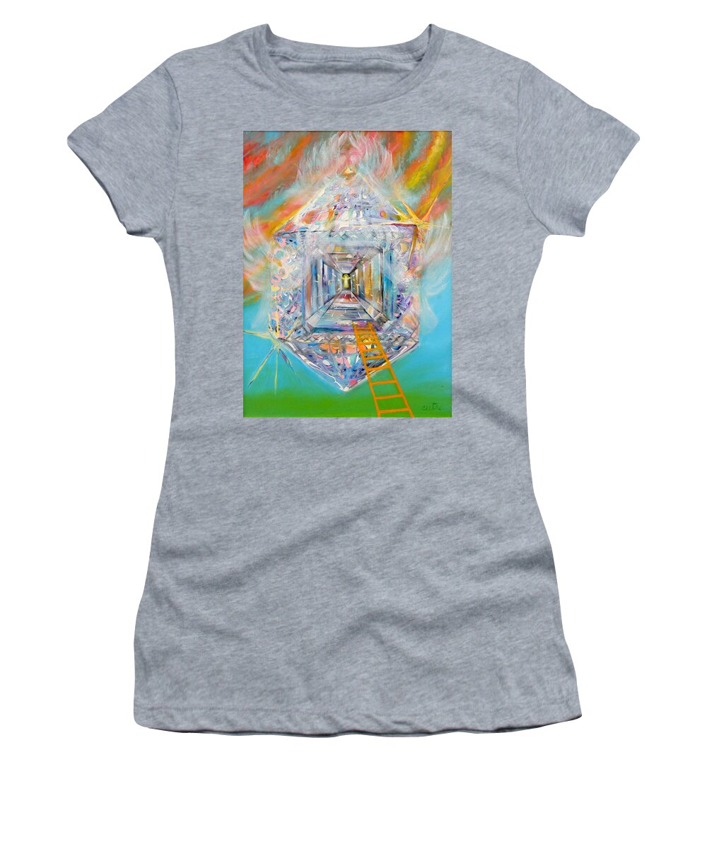 Biblical Women's T-Shirt featuring the painting The Fathers House by Anne Cameron Cutri