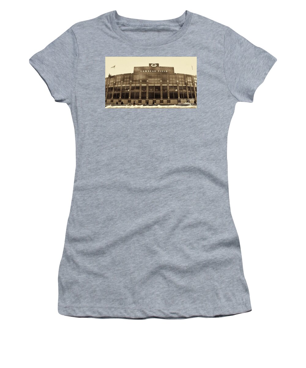 Lambeau Field Women's T-Shirt featuring the photograph The Frozen Tundra by Tommy Anderson