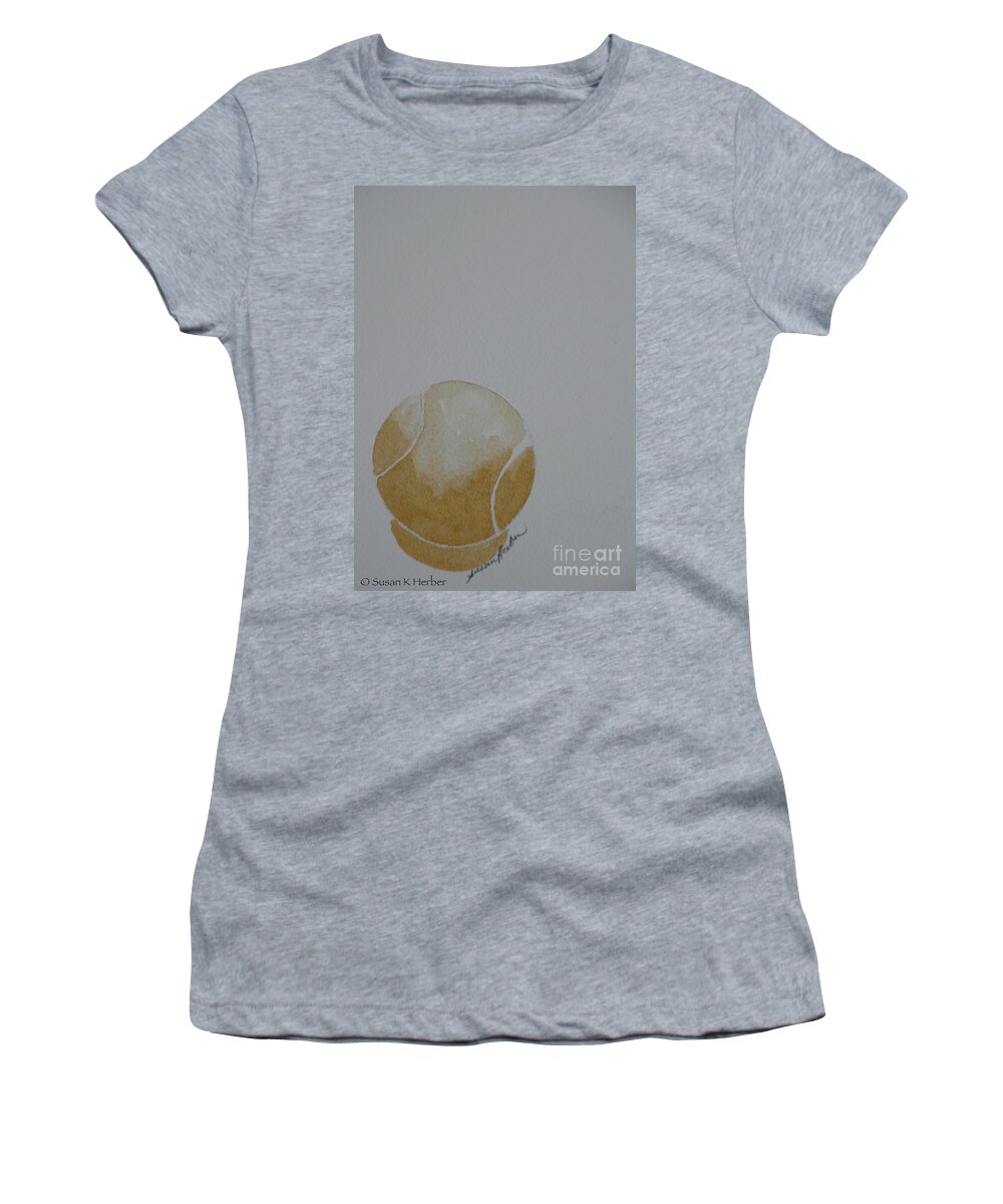 Tennis Ball Women's T-Shirt featuring the painting The Golden One by Susan Herber